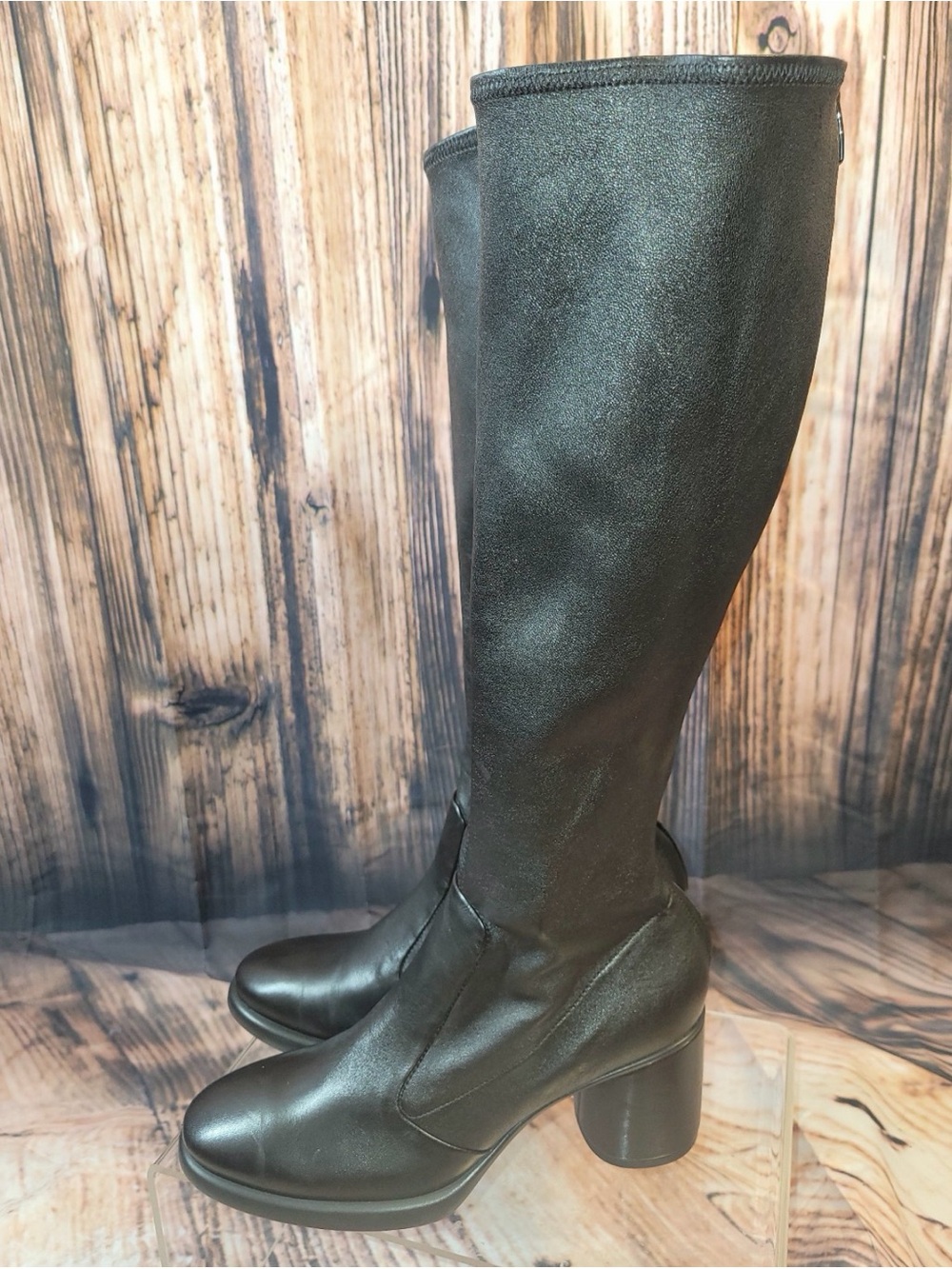 ECCO Black stretchy knee high boots, NWT - Picture 4 of 7